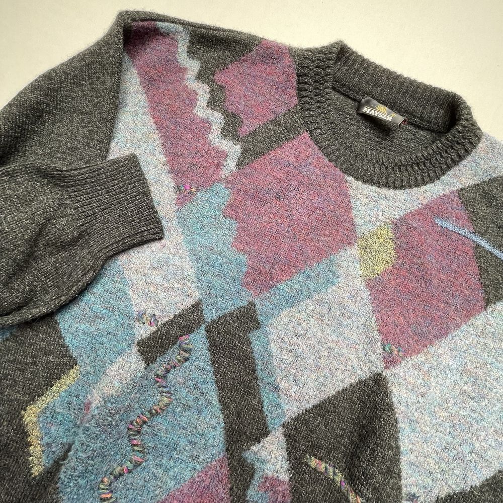 VTG Mayser Multicolor Geometric Sweater Women's Large Wool Alpaca Mohair Blend